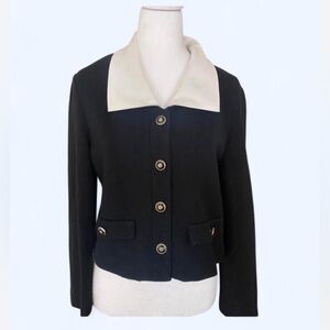 Casual Corner Black and White Blazer Fitted Cropped